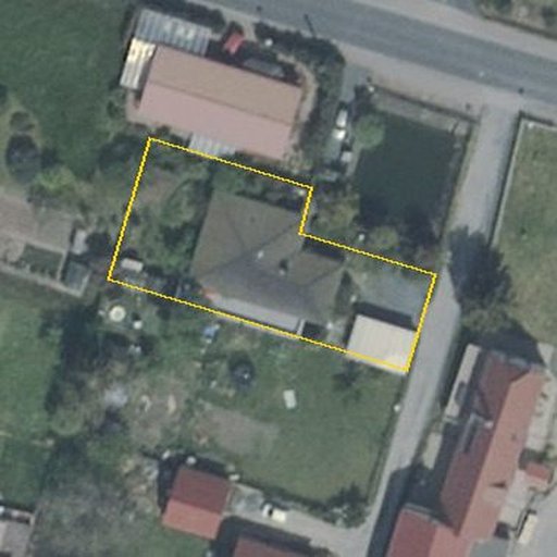 Luftbild Gartenweg 1, 01561 Priestewitz — Flurstück 283/2 mit Grundstücksgrenze