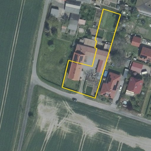 Luftbild Am Feldfrieden 1, 01561 Priestewitz — Flurstück 288/2 mit Grundstücksgrenze