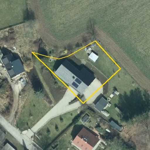 Luftbild Weickersdorfer Straße 47a, 01877 Bischofswerda — Flurstück 31/7 mit Grundstücksgrenze