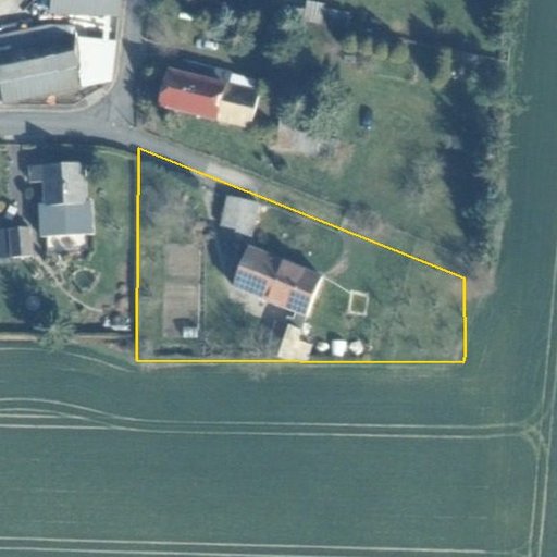 Luftbild Alte Wiesenstraße 9, 04651 Bad Lausick — Flurstück 579/2 mit Grundstücksgrenze