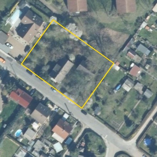 Luftbild Oststraße 15, 04758 Oschatz, Flurstück 1866 mit Grundstücksgrenze