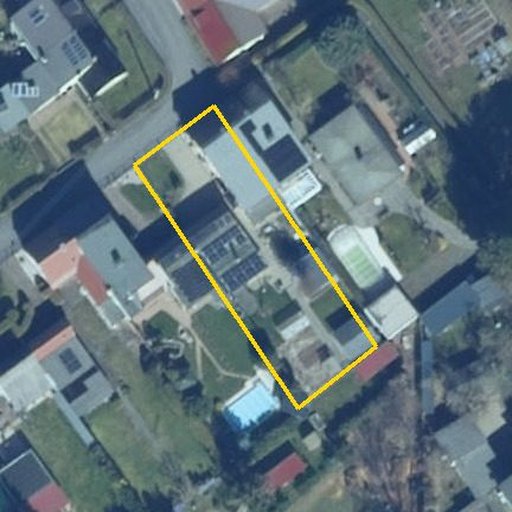 Luftbild Ringstraße 32, 04838 Eilenburg, Flurstück 276/184 mit Grundstücksgrenze