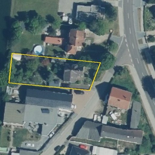 Luftbild Alte Bahnhofstraße 20, 06188 Landsberg — Flurstück 152173002004500068__ mit Grundstücksgrenze