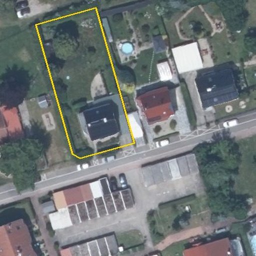 Luftbild An den Osterbergen 20, 06268 Kalzendorf — Flurstück 15235901000217______ mit Grundstücksgrenze
