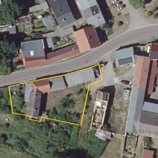 Luftbild Kastanienallee 27, 06780 Zörbig — Flurstück 151778007000190001__ mit Grundstücksgrenze