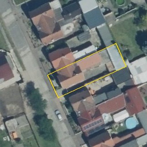 Luftbild Straße des Friedens 8, 06809 Petersroda — Flurstück 151760004003100087__ mit Grundstücksgrenze