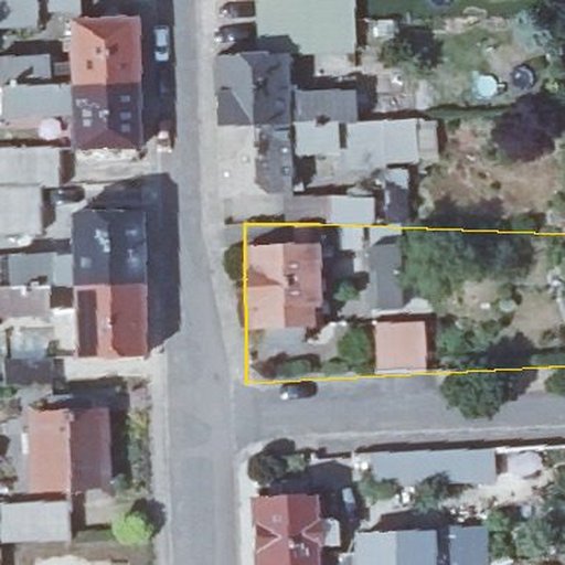 Luftbild Höhenfeldweg 44, 06862 Dessau-Roßlau — Flurstück 15152401700080______ mit Grundstücksgrenze