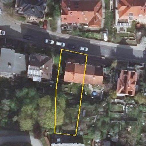 Luftbild Am Kochersgraben 6, 07749 Jena — Flurstück 16030800600180______ mit Grundstücksgrenze