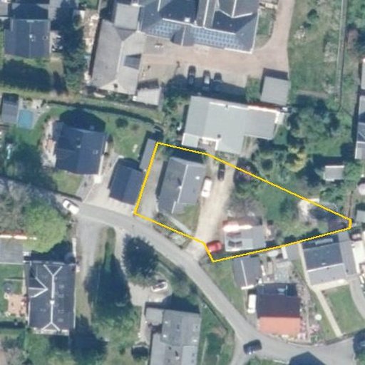 Luftbild Liebknechtstraße 6, 08209 Auerbach — Flurstück 466/1 mit Grundstücksgrenze