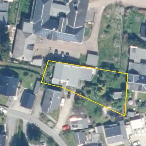 Luftbild Liebknechtstraße 6a, 08209 Auerbach — Flurstück 466/2 mit Grundstücksgrenze