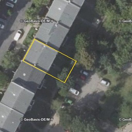 Luftbild Hansastraße 9, 18057 Rostock — Flurstück 13224100100128______ mit Grundstücksgrenze