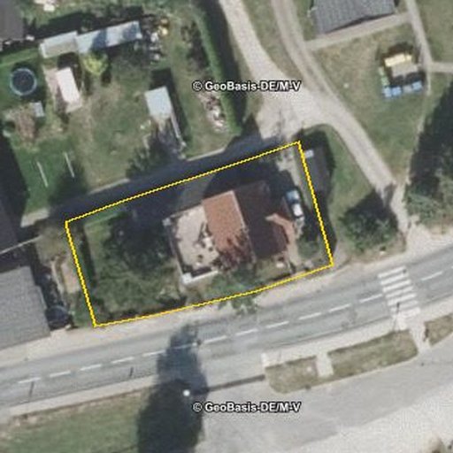 Luftbild Schulstraße 21, 18236 Kröpelin — Flurstück 13213801201074______ mit Grundstücksgrenze