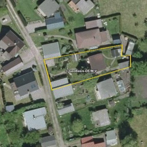 Luftbild Waldstraße 10e, 18317 Saal — Flurstück 13253201100111______ mit Grundstücksgrenze