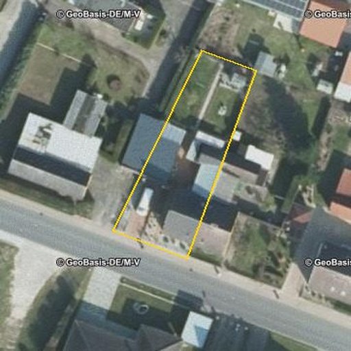 Luftbild Verbindungsweg 10, 18465 Tribsees — Flurstück 13269500900141______ mit Grundstücksgrenze