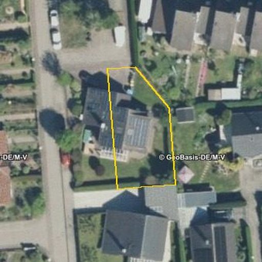 Luftbild Birkenring 1, 19067 Langen Brütz — Flurstück 130679001000710021__ mit Grundstücksgrenze