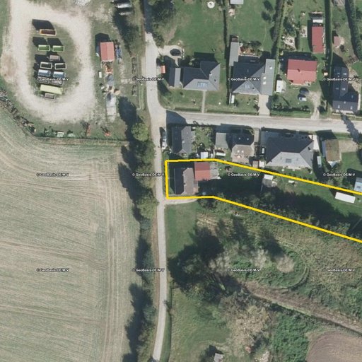 Luftbild Buchholz 3, 19205 Gadebusch, Flurstück 14 mit Grundstücksgrenze