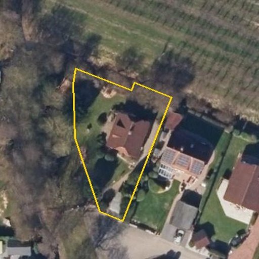 Luftbild An der Pferdekoppel 1, 21635 Jork — Flurstück 031225005000530022__ mit Grundstücksgrenze