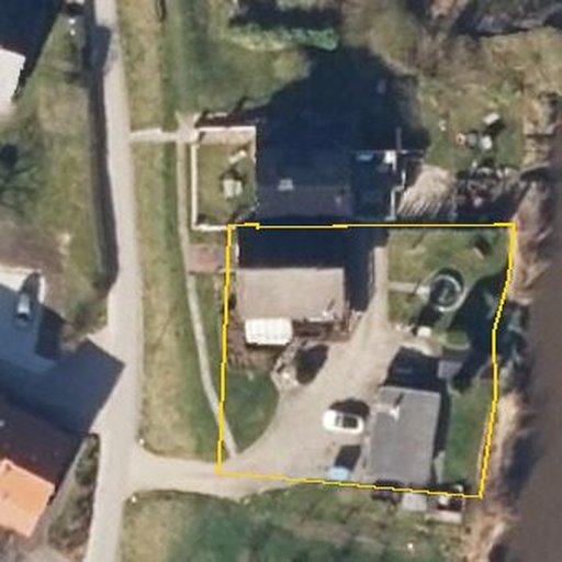 Luftbild Schwarzer Weg 17a, 21635 Estebrügge — Flurstück 031226004000450003__ mit Grundstücksgrenze