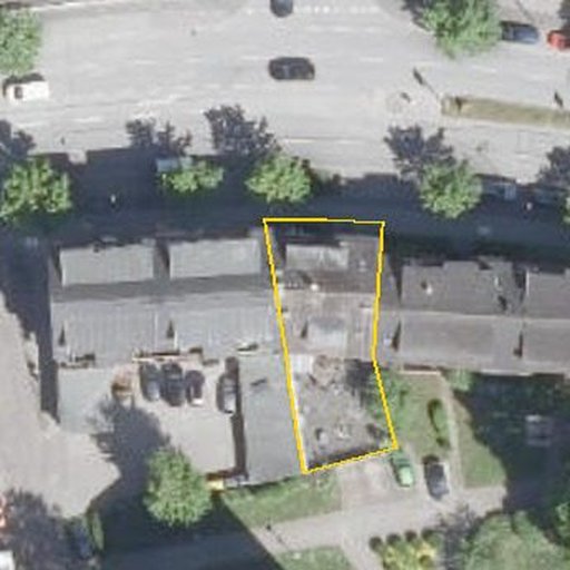 Luftbild Brunswiker Straße 47, 24103 Kiel — Flurstück 507 mit Grundstücksgrenze