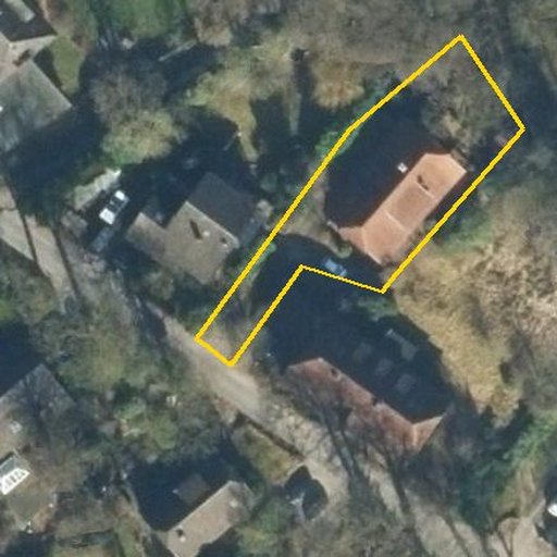 Luftbild Beckstraße 34b, 27711 Osterholz-Scharmbeck — Flurstück 031122040000990019__ mit Grundstücksgrenze