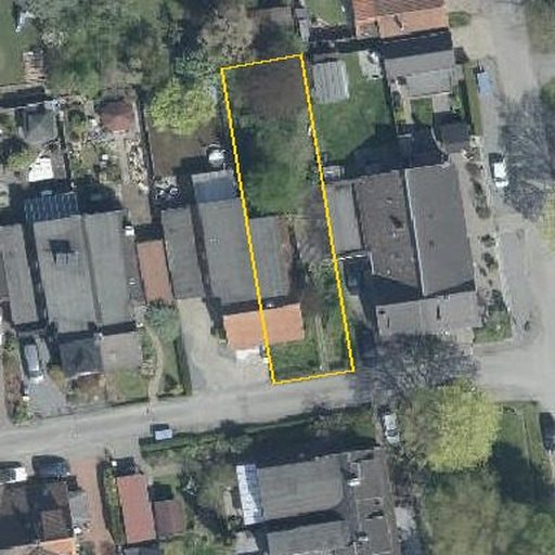Luftbild Onkel-Bräsig-Weg 5, 28197 Bremen — Flurstück 04403303300122______ mit Grundstücksgrenze