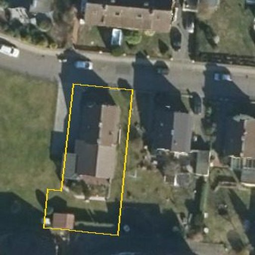 Luftbild Danziger Straße 43, 28832 Achim — Flurstück 032165004004490055__ mit Grundstücksgrenze