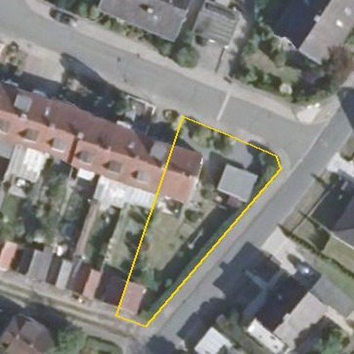 Luftbild Karlsbader Straße 2, 29633 Munster — Flurstück 032498008000410032__ mit Grundstücksgrenze
