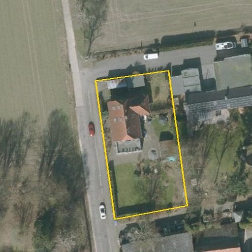 Luftbild Schmiedeweg 7, 30855 Langenhagen — Flurstück 03383400400144______ mit Grundstücksgrenze