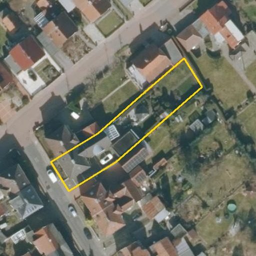 Luftbild Körnerstraße 22a, 31275 Lehrte — Flurstück 03489201300005______ mit Grundstücksgrenze