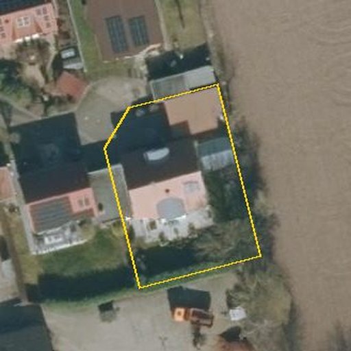 Luftbild Stettiner Straße 13, 31319 Sehnde — Flurstück 034893004001320025__ mit Grundstücksgrenze