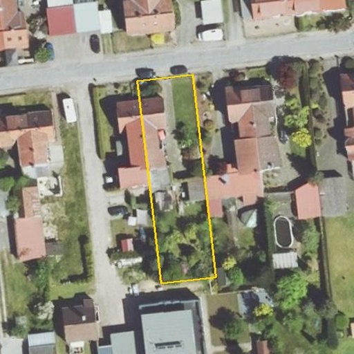 Luftbild In der Siedlung 26, 31582 Nienburg/Weser — Flurstück 033585006001060004__ mit Grundstücksgrenze