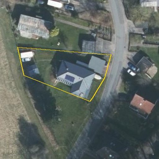Luftbild Deisterstraße 3, 31848 Bad Münder am Deister — Flurstück 034945001000080035__ mit Grundstücksgrenze
