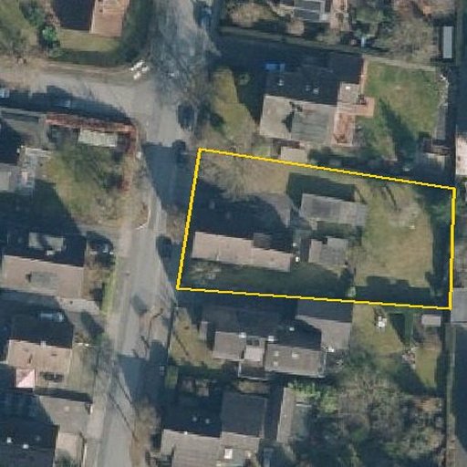 Luftbild Zum Stillen Frieden 36, 33332 Gütersloh — Flurstück 05251602000395______ mit Grundstücksgrenze