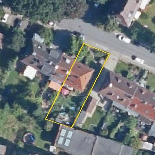 Luftbild Wallenbrücker Straße 15, 33613 Bielefeld, Flurstück 46 mit Grundstücksgrenze