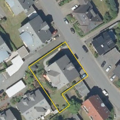 Luftbild Rhedaer Straße 18, 33647 Bielefeld — Flurstück 05285401601177______ mit Grundstücksgrenze