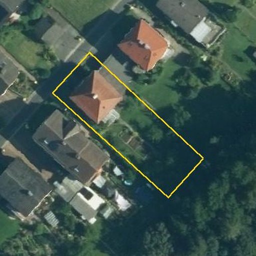 Luftbild Leiseküppel 7, 34212 Melsungen — Flurstück 06198101500048______ mit Grundstücksgrenze