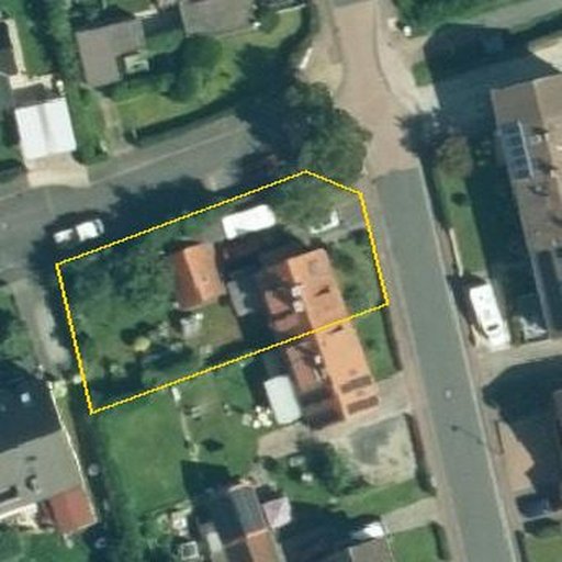 Luftbild Ernst-Abbe-Straße 34, 34260 Kaufungen — Flurstück 061565024001120003__ mit Grundstücksgrenze