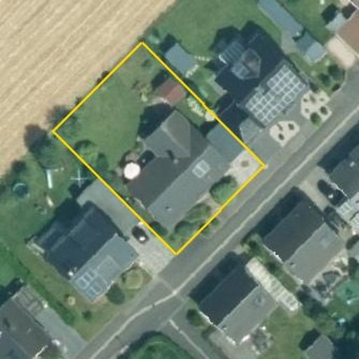 Luftbild An der Kirche 14, 34314 Espenau — Flurstück 271 mit Grundstücksgrenze