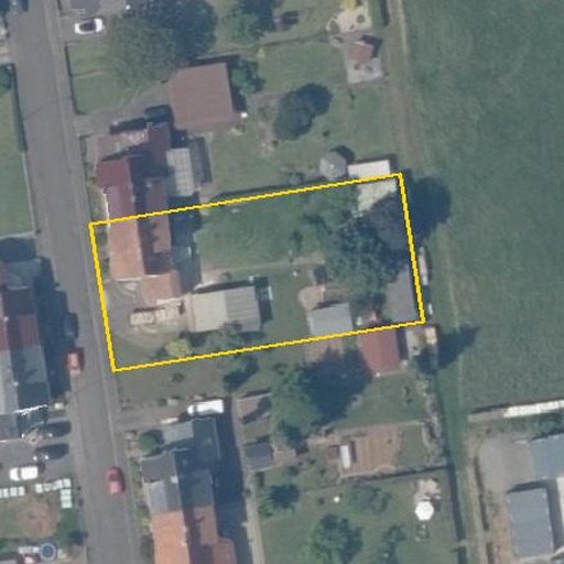 Luftbild Wiesenstraße 18, 35410 Hungen — Flurstück 061288008000800006__ mit Grundstücksgrenze