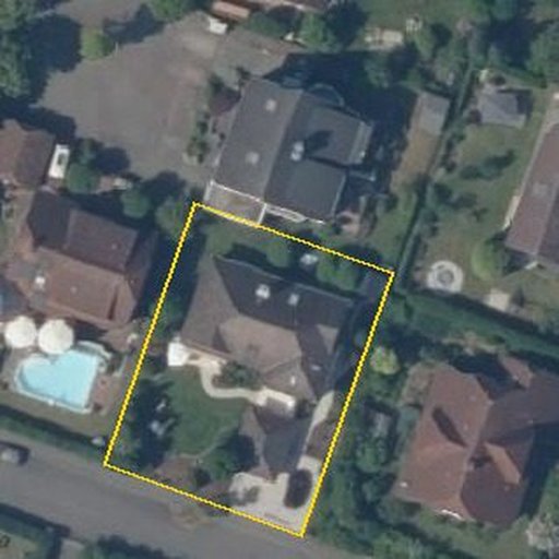 Luftbild Posener Straße 1, 35510 Butzbach — Flurstück 06039001700192______ mit Grundstücksgrenze