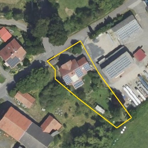 Luftbild Oberdorfstraße 10, 36088 Hünfeld, Flurstück 36/5 mit Grundstücksgrenze