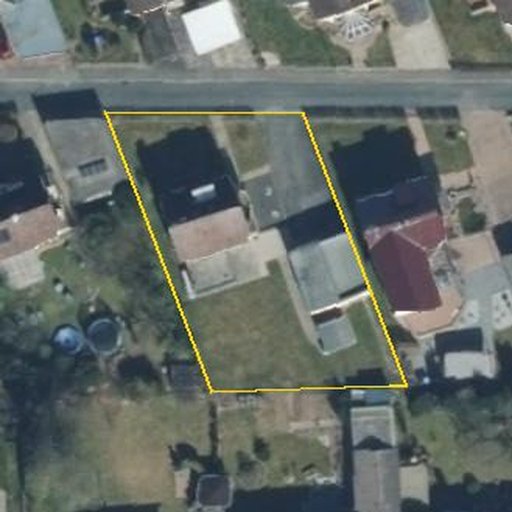Luftbild Lindenweg 5, 37581 Bad Gandersheim — Flurstück 036218003001210045__ mit Grundstücksgrenze