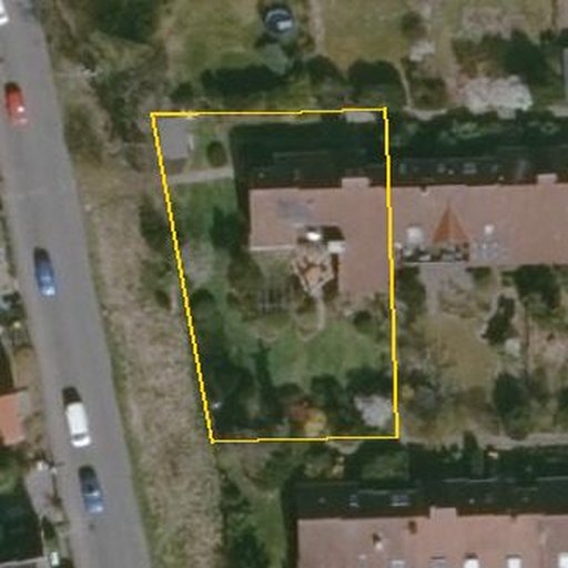 Luftbild Dahlienweg 9, 38108 Braunschweig, Flurstück 180/142 mit Grundstücksgrenze