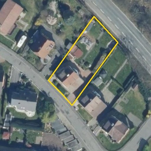 Luftbild Göttingeroder Straße 23, 38642 Goslar — Flurstück 036272029000310085__ mit Grundstücksgrenze