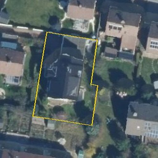 Luftbild Waldstraße 2a, 38642 Goslar — Flurstück 036272029000310105__ mit Grundstücksgrenze