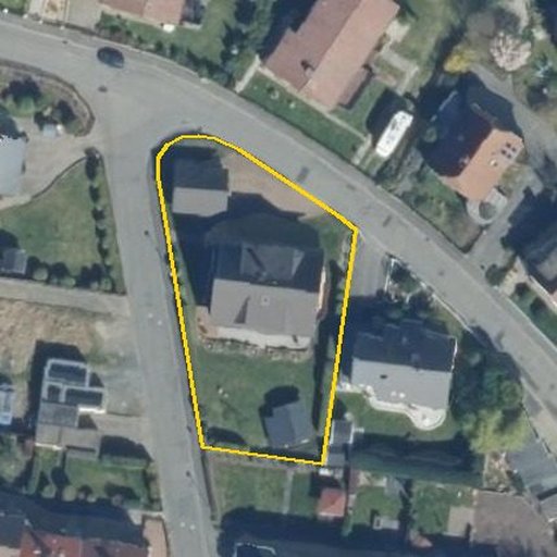 Luftbild Göttingeroder Straße 16, 38642 Goslar — Flurstück 036272029000310161__ mit Grundstücksgrenze