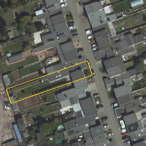 Luftbild Kreuzbreite 14, 39118 Magdeburg — Flurstück 15093836402077______ mit Grundstücksgrenze