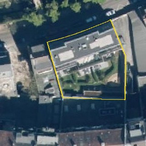 Luftbild Louise-Dumont-Straße 25, 40211 Düsseldorf — Flurstück 05346300300287______ mit Grundstücksgrenze