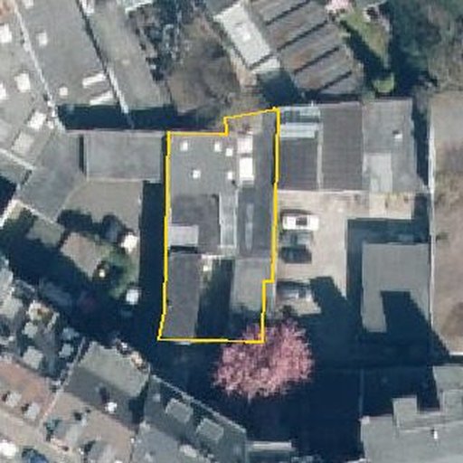 Luftbild Gerresheimer Straße 16a, 40211 Düsseldorf — Flurstück 94 mit Grundstücksgrenze