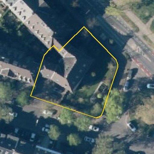 Luftbild Schorlemerstraße 61, 41464 Neuss — Flurstück 05335901500282______ mit Grundstücksgrenze